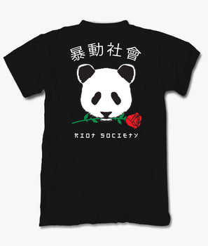Panda Rose Mens T-Shirt - S - Riot Society