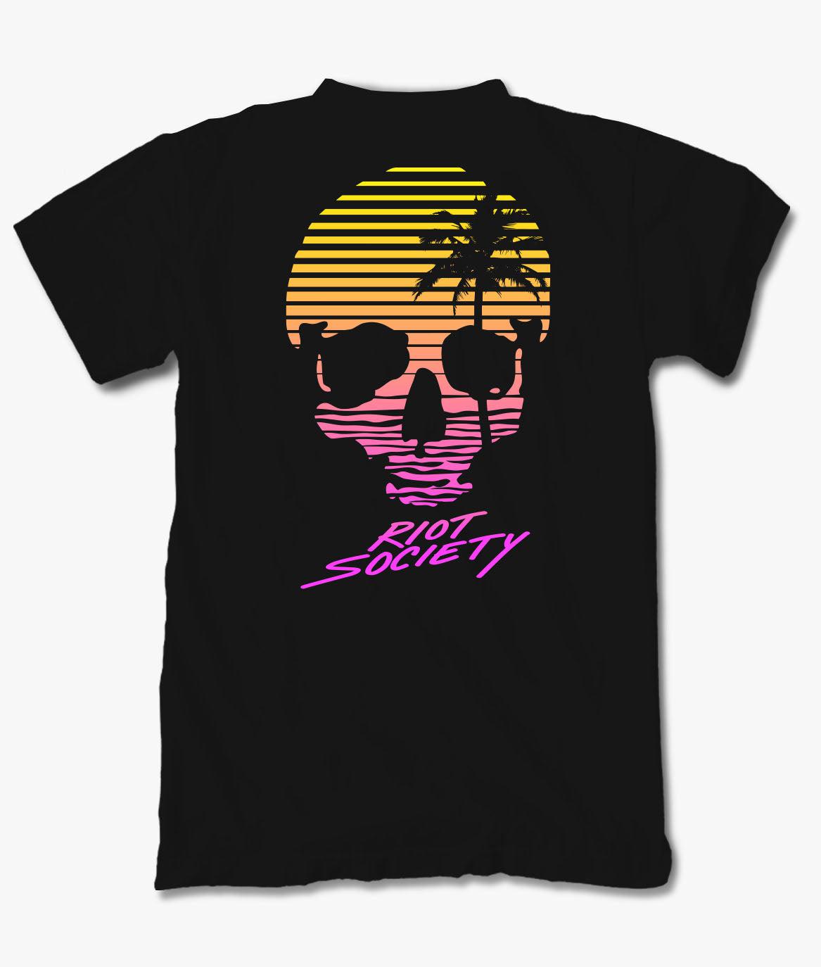 Sunset Palm Skull Mens T-Shirt - S - Riot Society