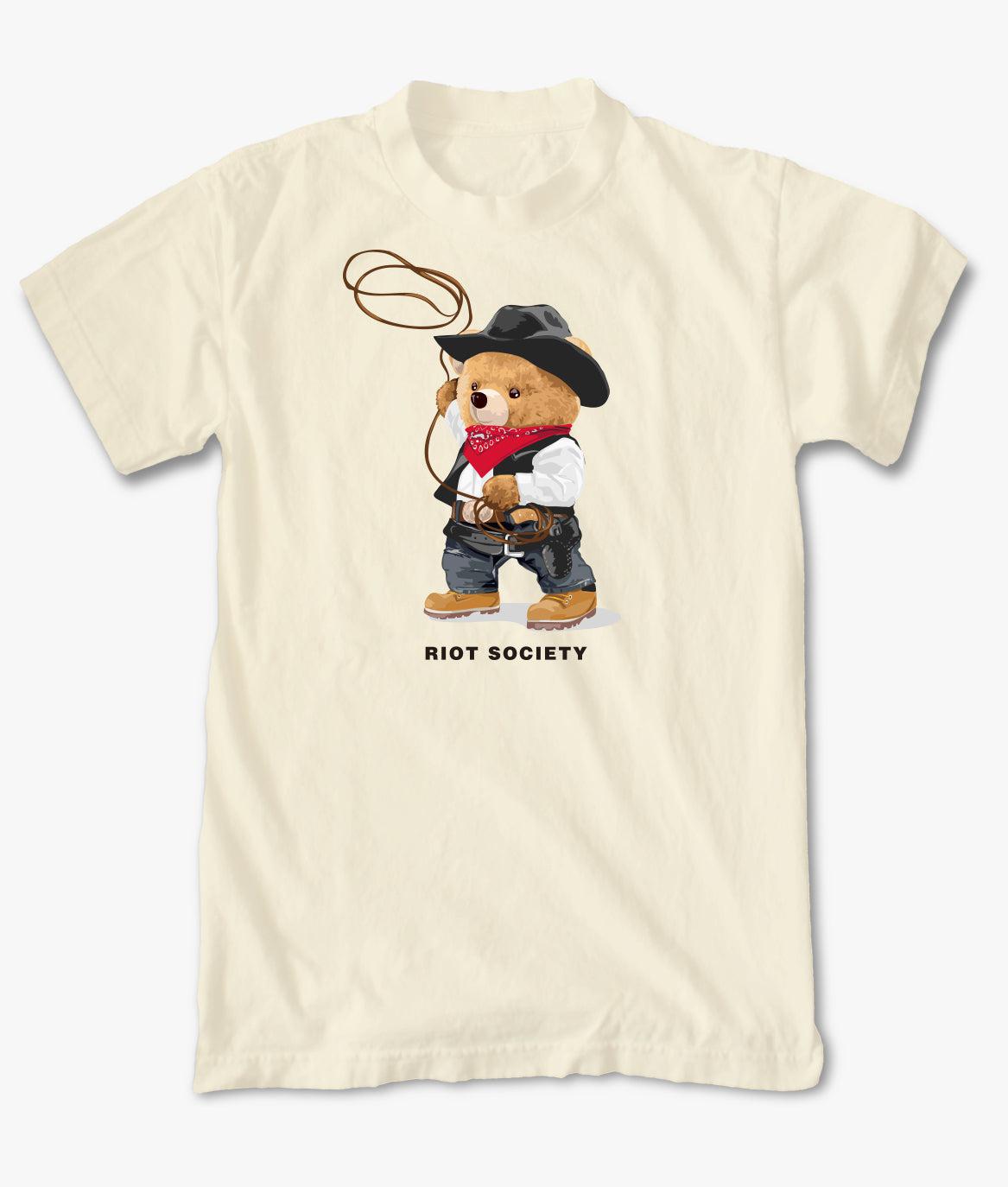 Cowboy Teddy Bear Mens T-Shirt - S - Riot Society