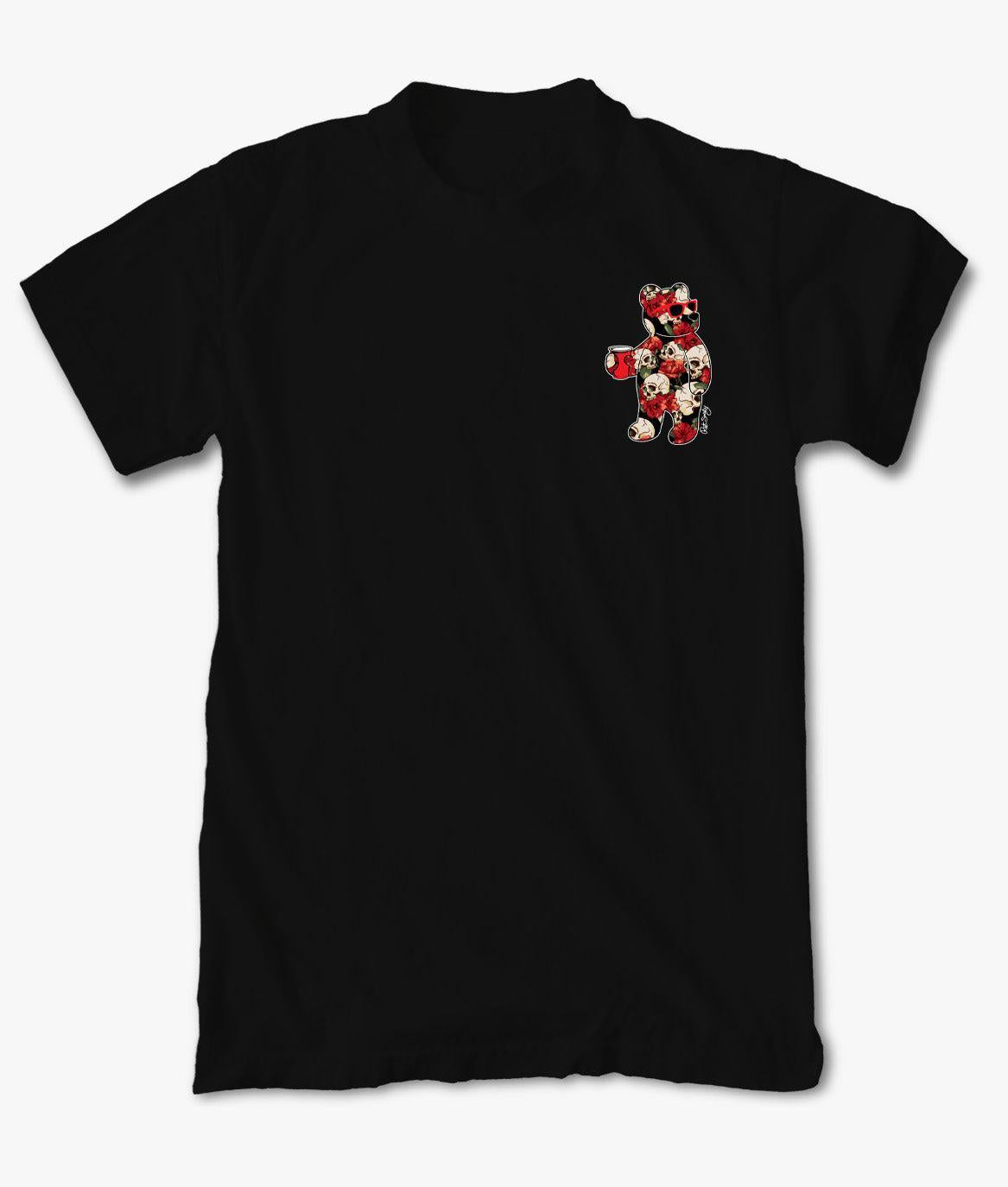 Skull Rose Bear Mens T-Shirt - S - Riot Society