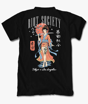 Geisha Samurai Katana Mens T-Shirt - S - Riot Society