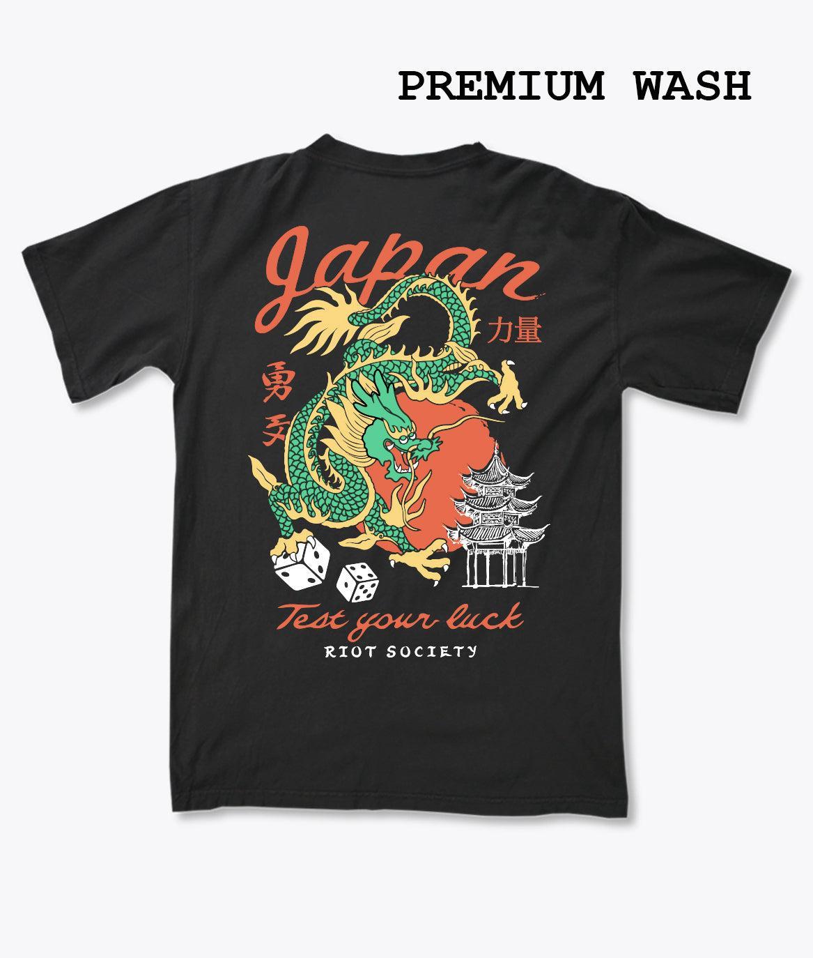 Japan Test Your Luck Dragon Puff Premium Wash Mens T-Shirt - S - Riot Society