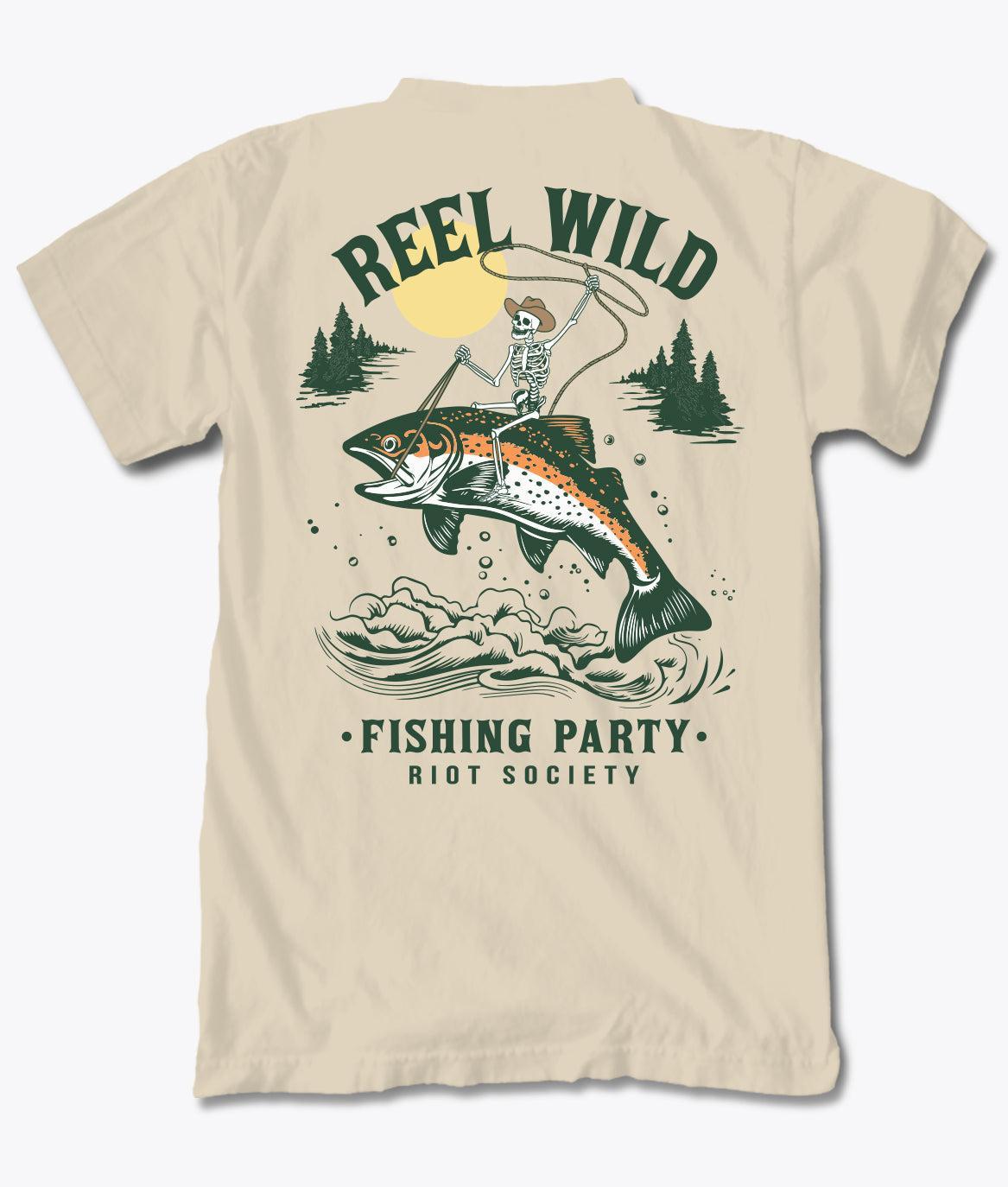 Reel Wild Rodeo Skeleton Fishing Mens T-Shirt - S - Riot Society