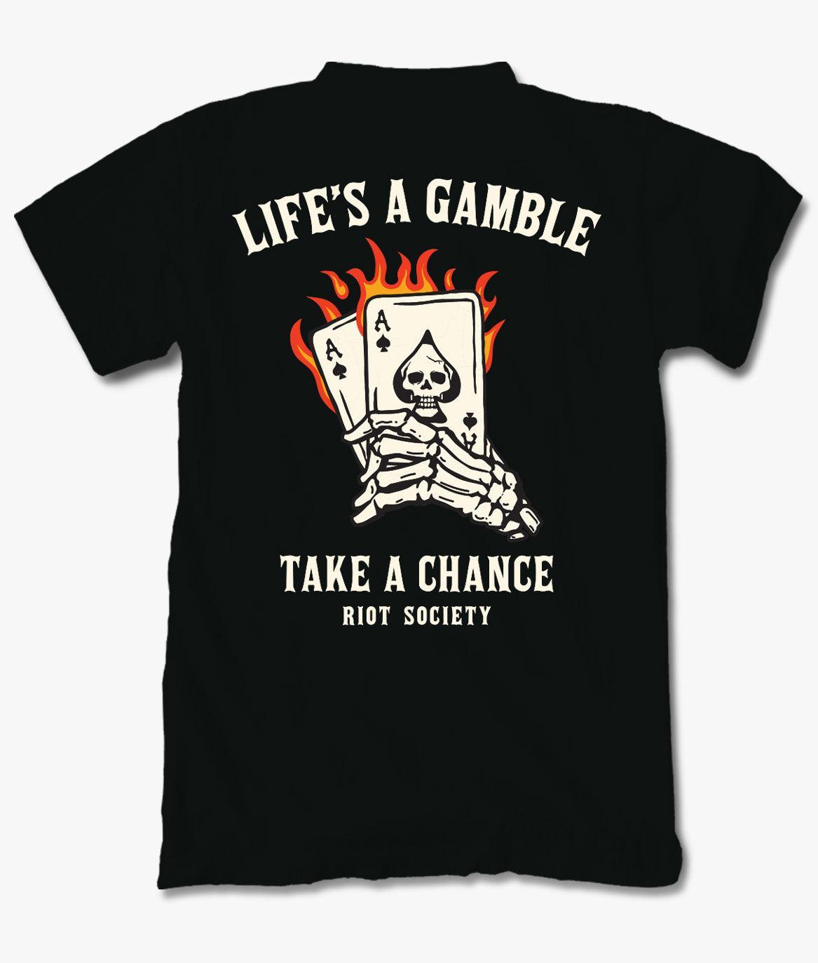 Life's a Gamble Burning Cards Mens T-Shirt - S - Riot Society