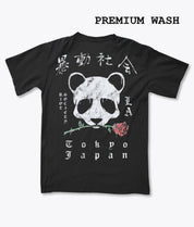 Panda Rose Distressed Premium Wash Mens T-Shirt - S - Riot Society
