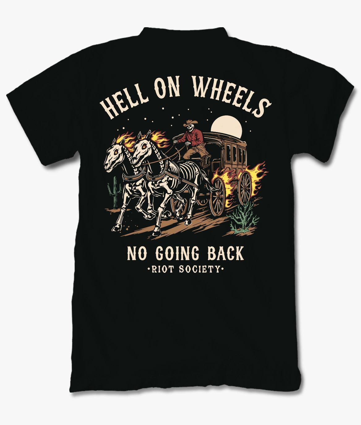 Skeleton Stagecoach Hell on Wheels Mens T-Shirt - S - Riot Society