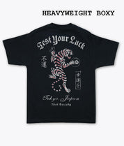 Japan Test Your Luck Tiger Heavyweight Boxy Mens T-Shirt - Jet Black - S - Riot Society