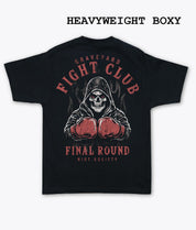 Reaper Graveyard Fight Club Heavyweight Boxy Mens T-Shirt - Jet Black - S - Riot Society