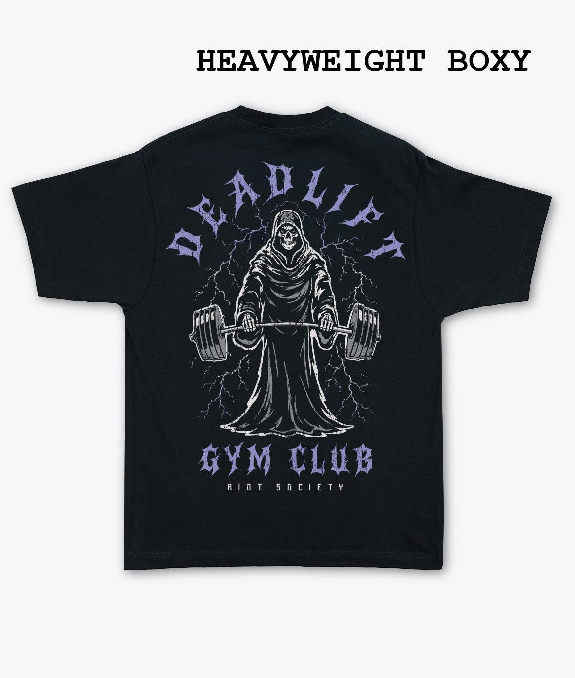 Reaper Deadlift Gym Club Heavyweight Boxy Mens T-Shirt - Jet Black - S - Riot Society