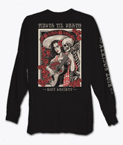 Fiesta Til Death Poster Mens Long Sleeve T-Shirt - Black - S - Riot Society