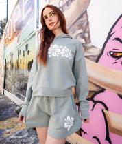Hibiscus Puff Womens Matching Set Summer Hoodie & Shorts - XS - Riot Society