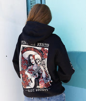 Fiesta Til Death Skeleton Poster Womens Hoodie - Black - S - Riot Society