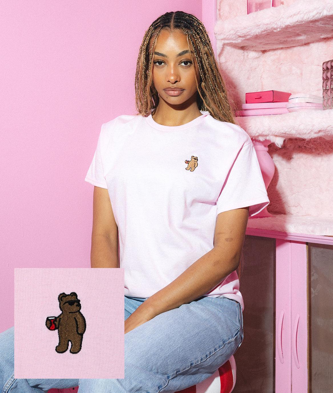 Riot Bear Embroidered Womens Tee - S - Riot Society
