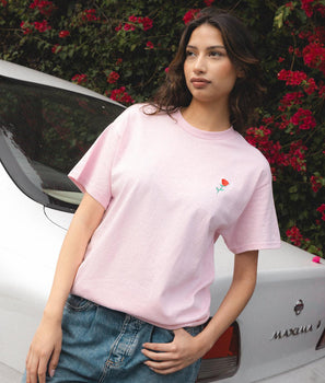 Rose Embroidered Womens Tee - S - Riot Society