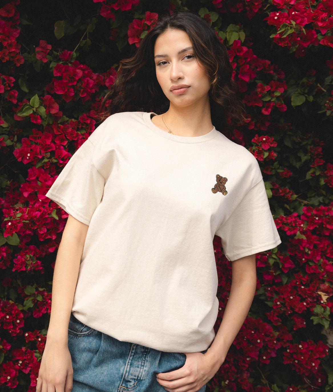 Teddy Bear Embroidered Womens Tee - S - Riot Society