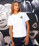 Woozy Face Flower Embroidered Womens Tee - S - Riot Society