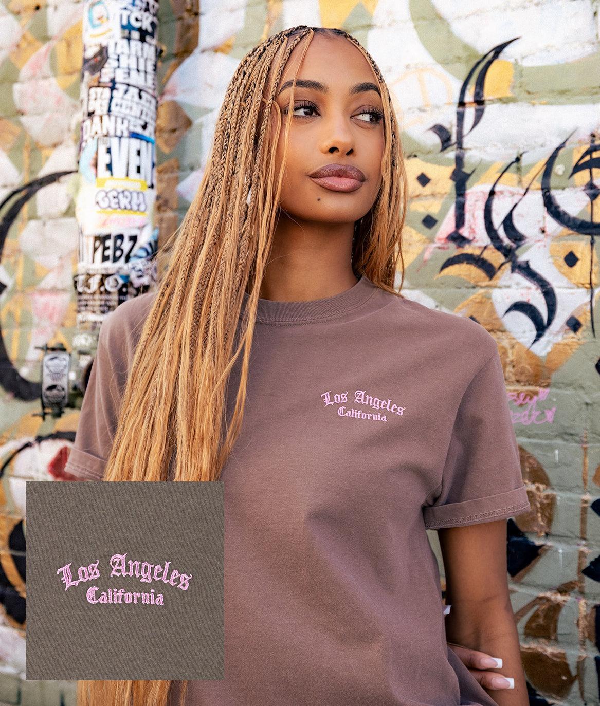 Los Angeles Embroidered Boyfriend Tee - S - Riot Society