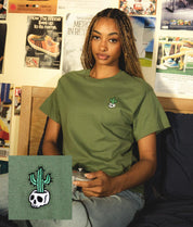 Cactus Skull Embroidered Womens Tee - S - Riot Society