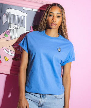 Panda Bear Embroidered Womens Tee - S - Riot Society