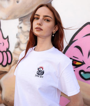 Duck Off Duck Embroidered Womens Tee - S - Riot Society