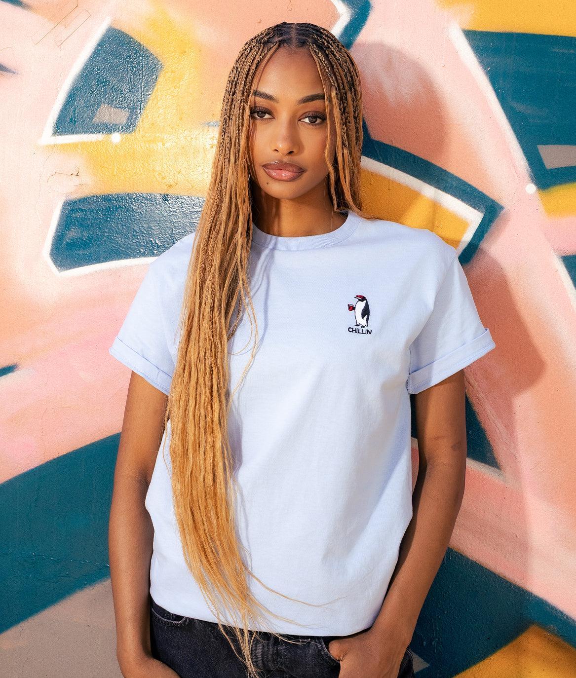 Chillin Penguin Embroidered Womens Tee - S - Riot Society