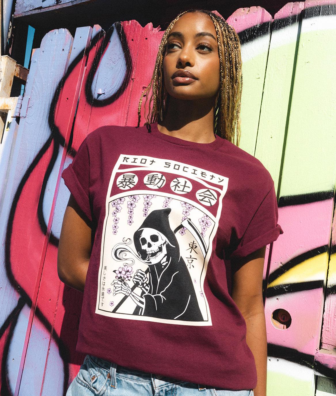 Reaper Flower Garden Womens Tee - S - Riot Society