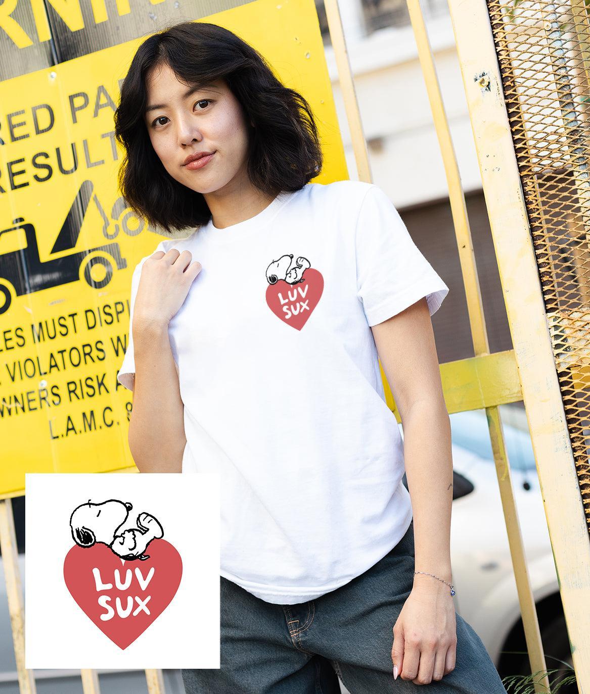 Peanuts Snoopy Luv Sux Boyfriend Tee - S - Riot Society