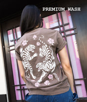 Tiger Cherry Blossoms Puff Premium Wash Boyfriend Tee - S - Riot Society