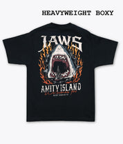 JAWS Amity Island Welcomes You Distressed Heavyweight Boxy Mens T-Shirt - Jet Black - S - Riot Society