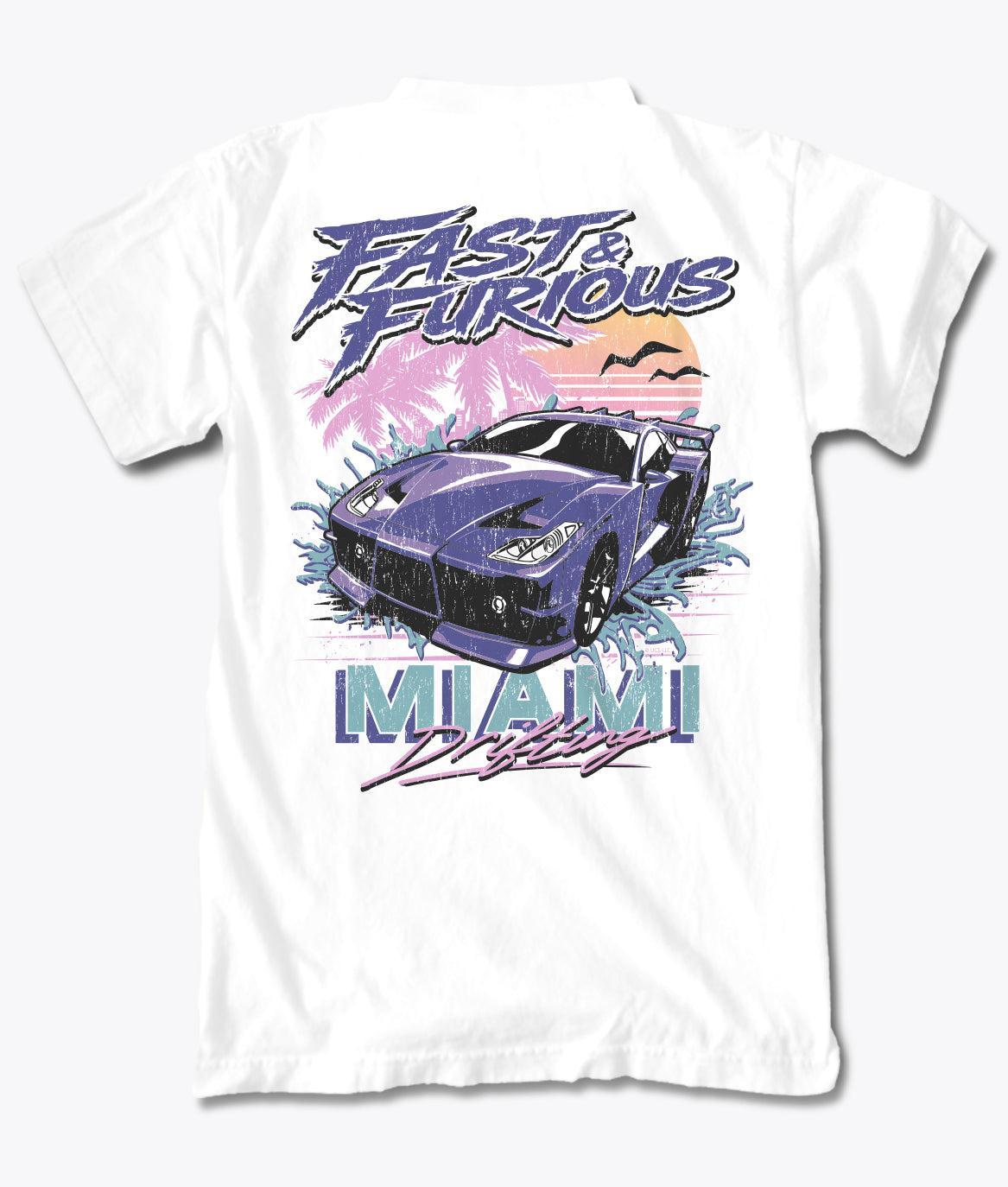 Fast & Furious Miami Drifting Mens T-Shirt - White - S - Riot Society