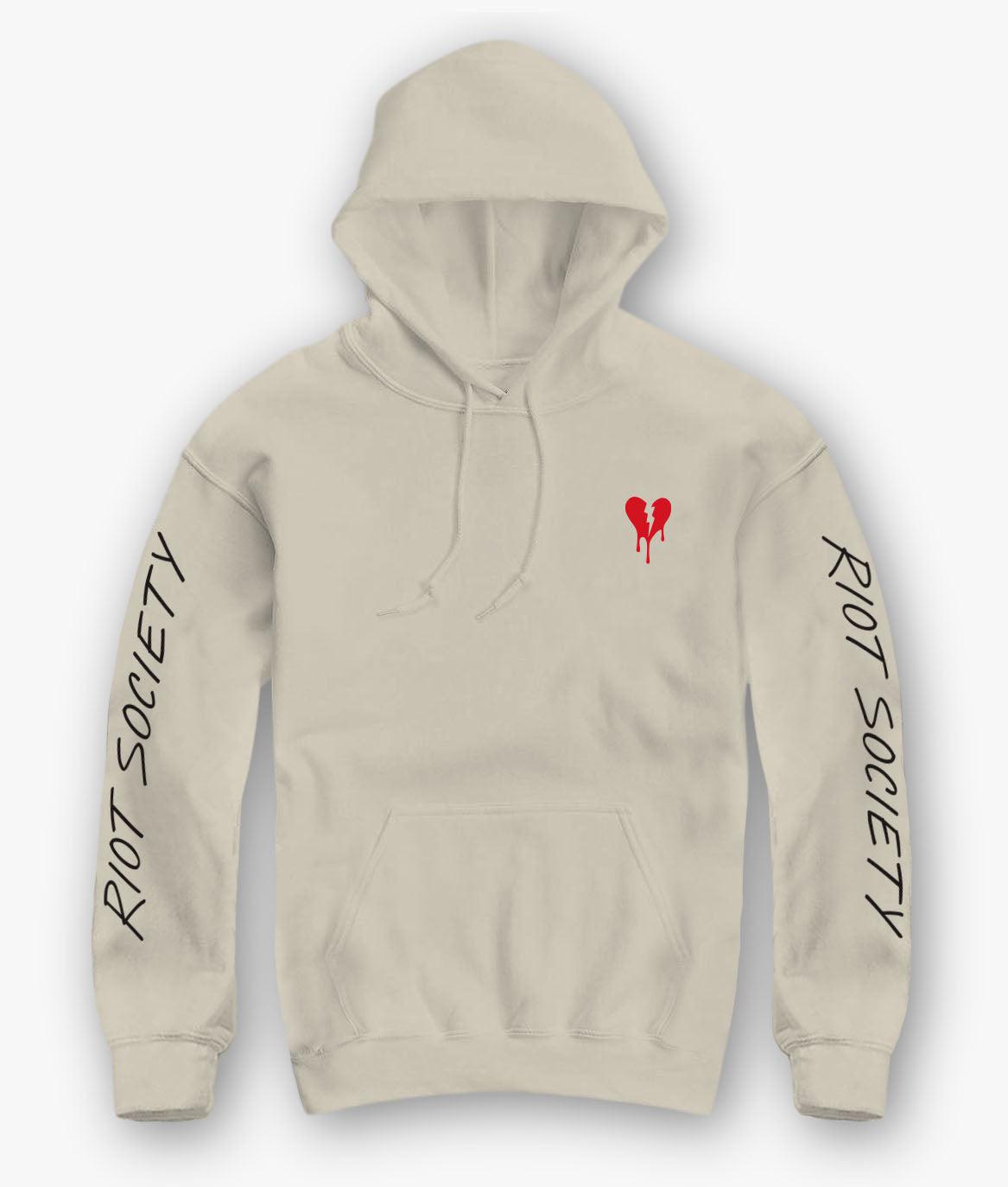 Broken Heart Drip Embroidered Womens Hoodie - - Riot Society