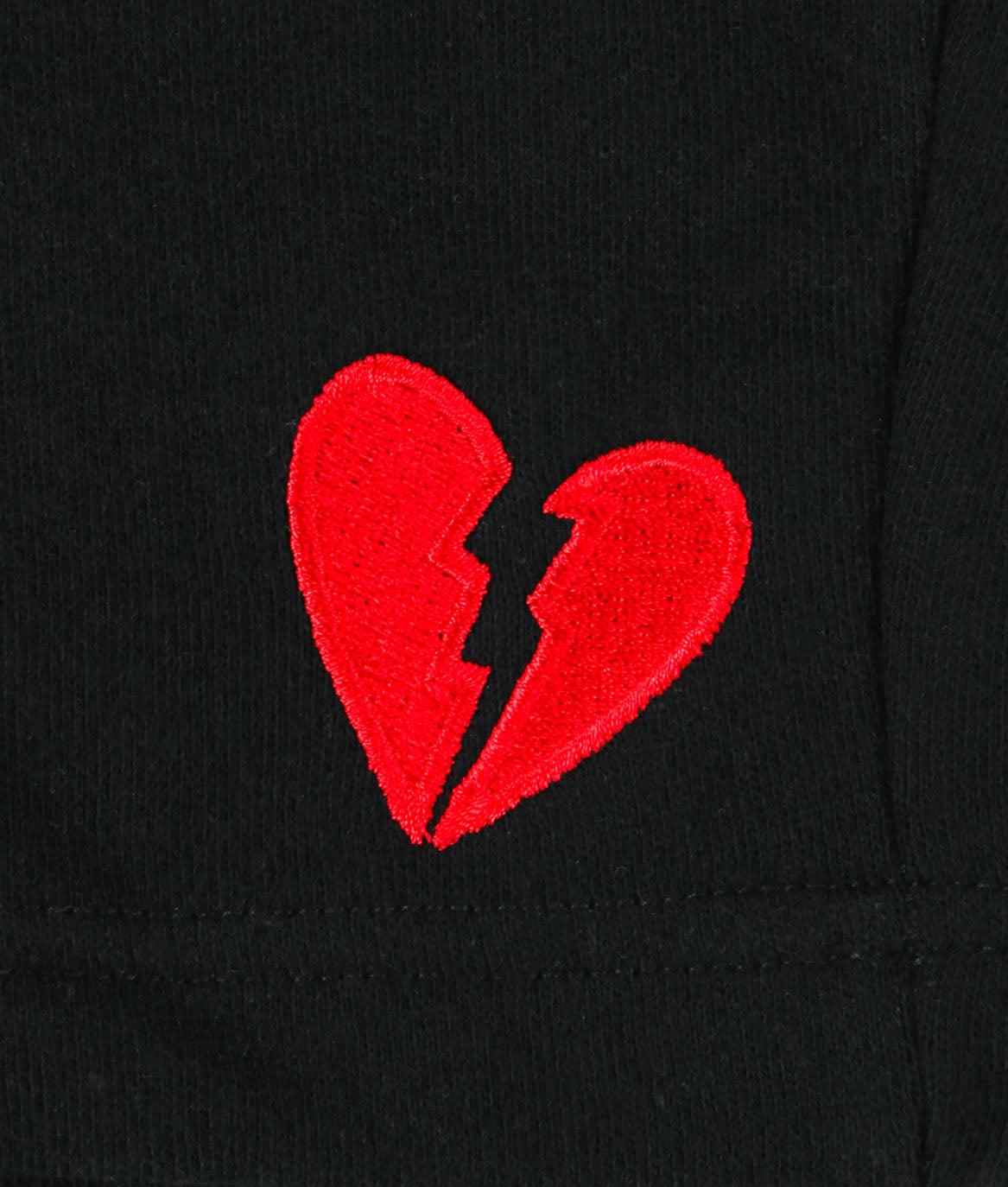 Broken Heart Embroidered Unisex Fleece Shorts - - Riot Society