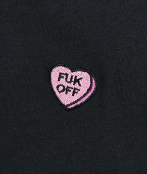 Fuk Off Candy Heart Embroidered Womens Tee - - Riot Society