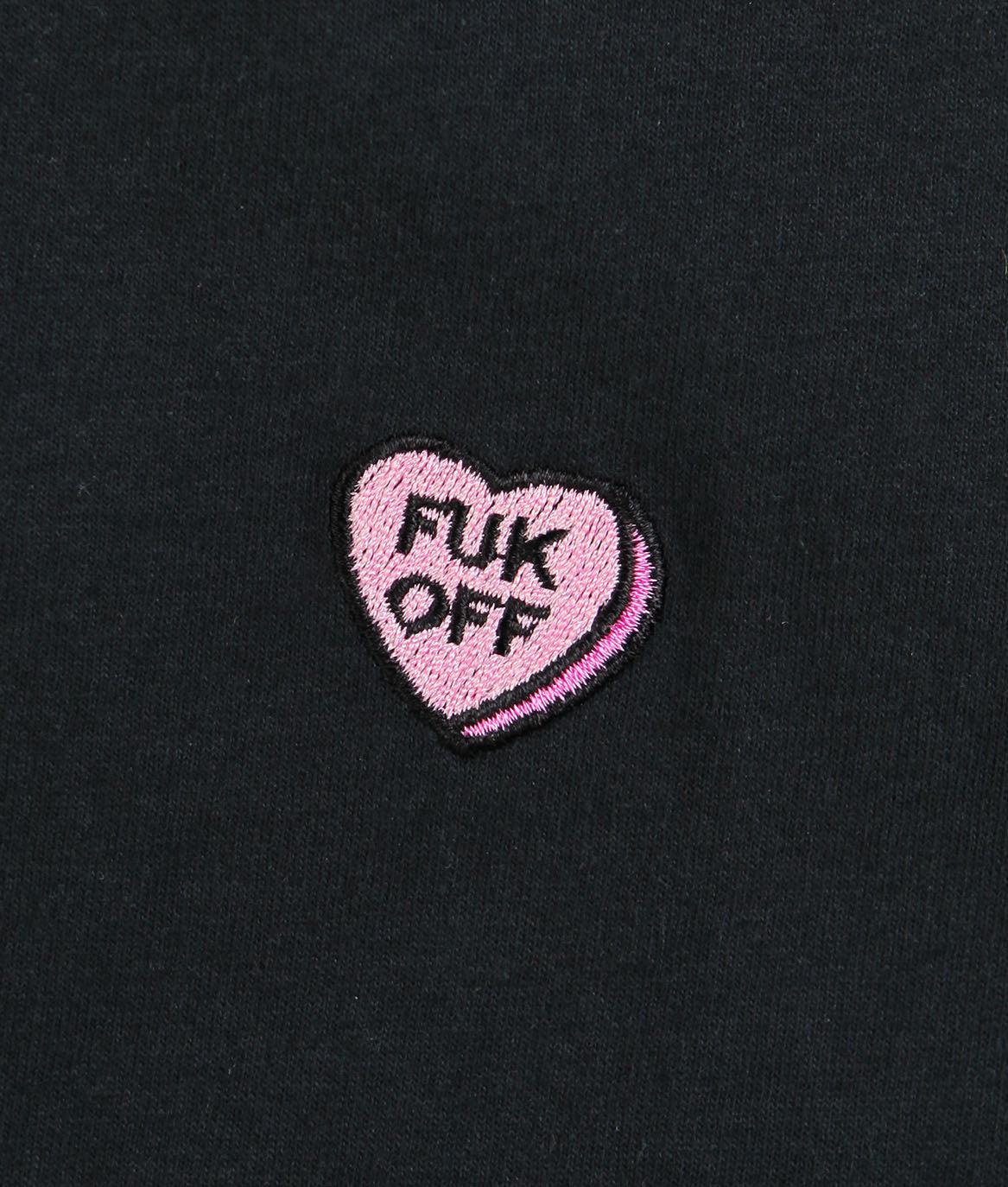 Fuk Off Candy Heart Embroidered Mens T-Shirt - - Riot Society