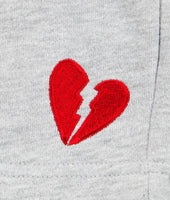 Broken Heart Embroidered Unisex Fleece Shorts - - Riot Society