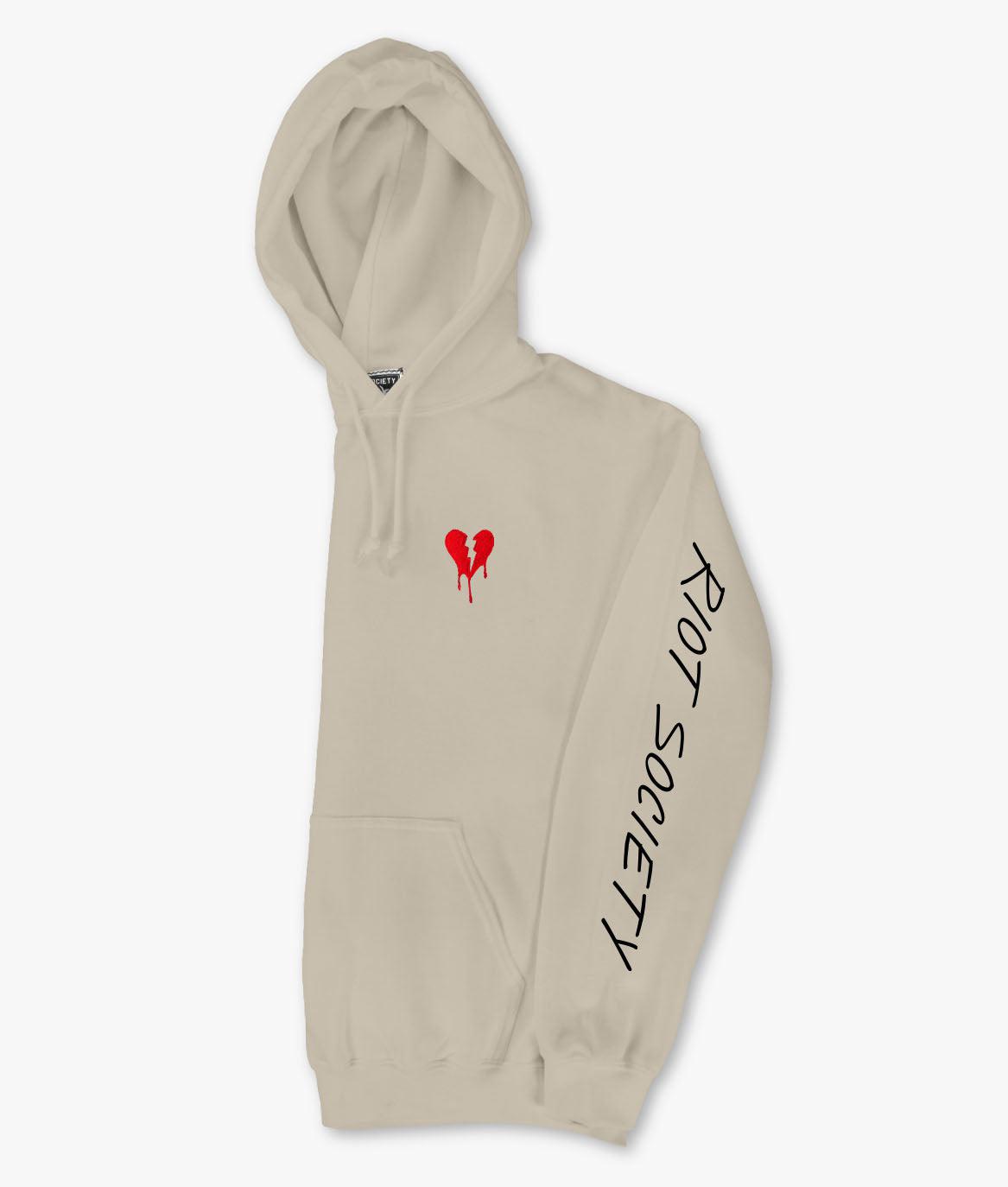 Broken Heart Drip Embroidered Mens Hoodie - - Riot Society