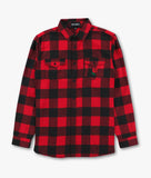 Oversize Rose Embroidered Unisex Premium Yarn-Dyed Long Sleeve Flannel Shirt - - Riot Society