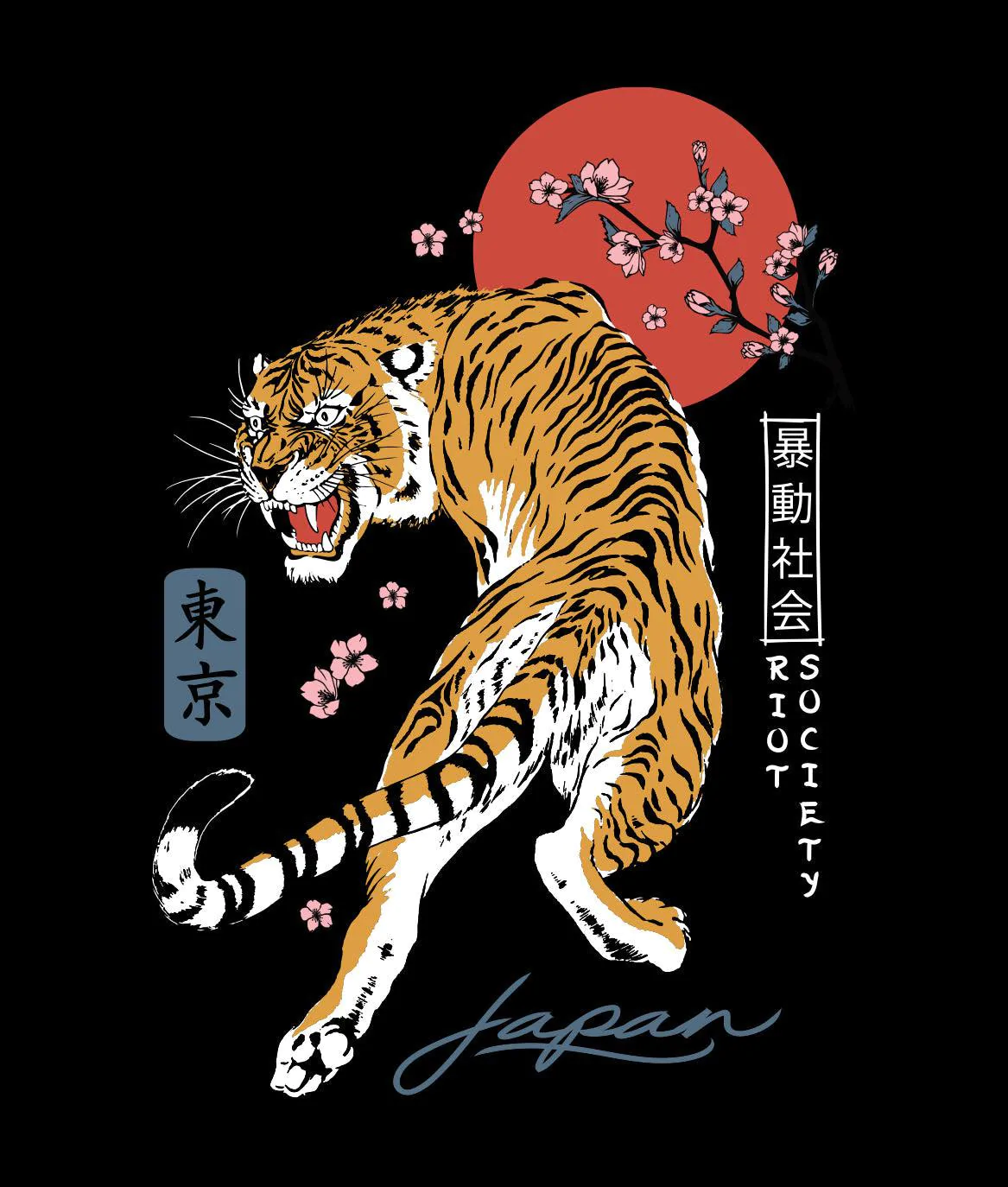 Tiger Blossom Mens Long Sleeve T-Shirt - - Riot Society