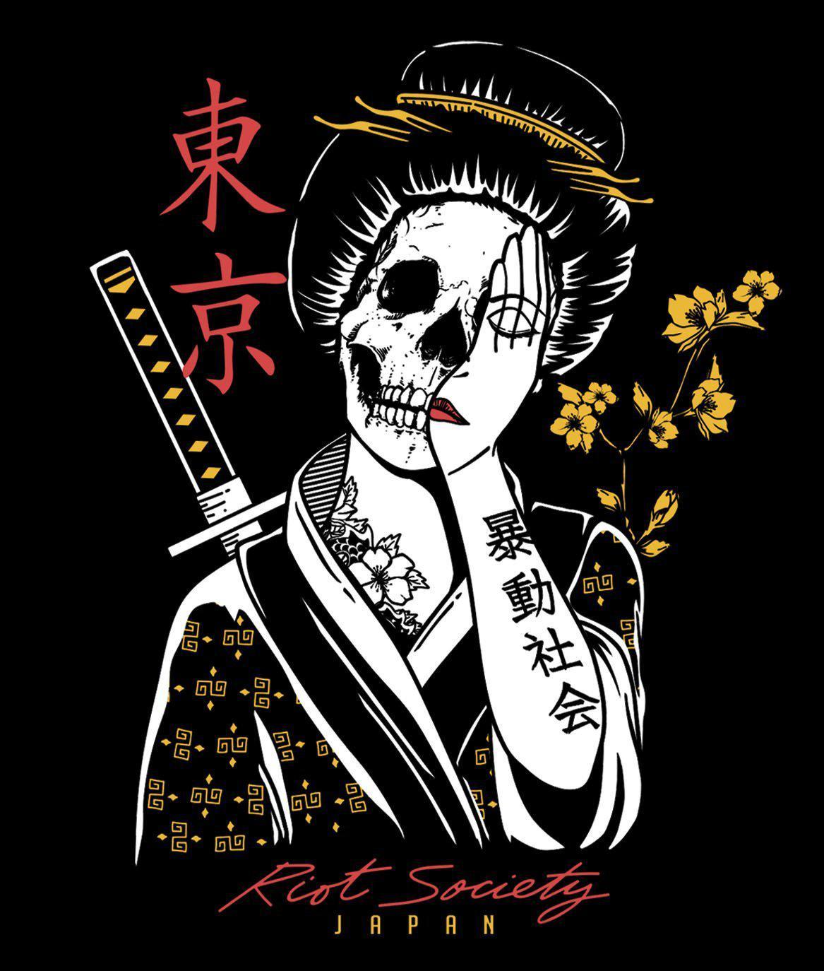 Geisha Shame Mens Long Sleeve T-Shirt - Black - - Riot Society
