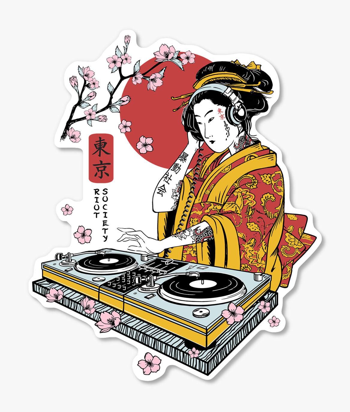 Geisha DJ Sticker | Riot Society Clothing