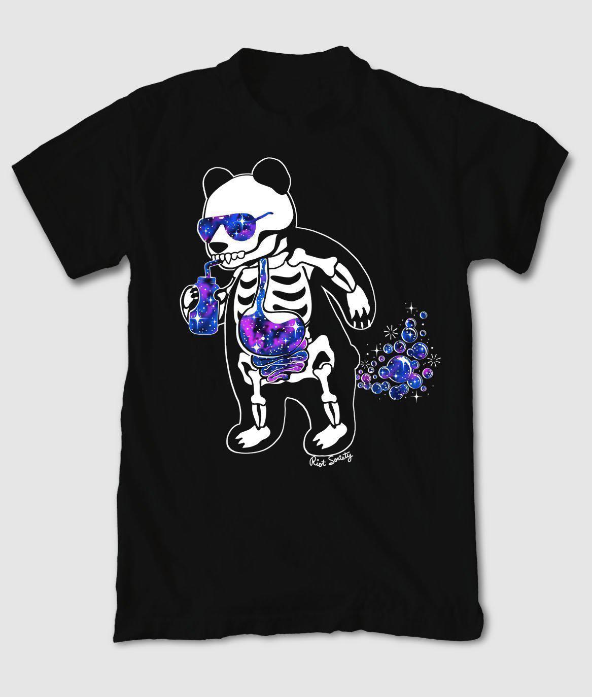 Panda Skeleton Space Bubbles Boys Tee - S - Riot Society