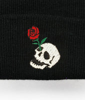 Skull Rose Embroidered Beanie - OS - Riot Society