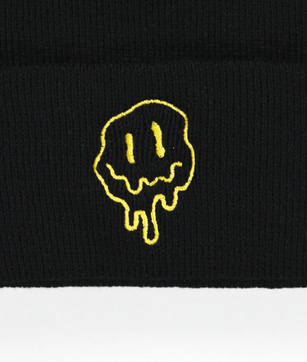 Happy Face Drip Embroidered Beanie - OS - Riot Society