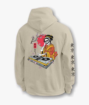 Geisha Skull DJ Mens Hoodie - S - Riot Society