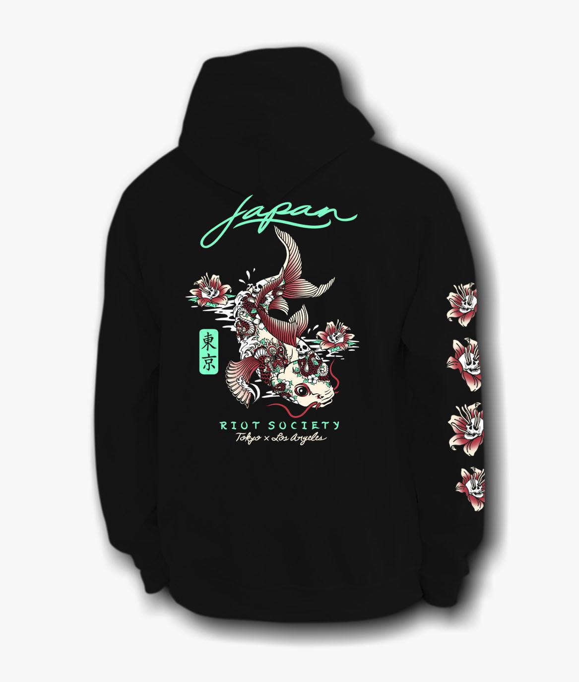 Japan Koi Tattoo Mens Hoodie - S - Riot Society