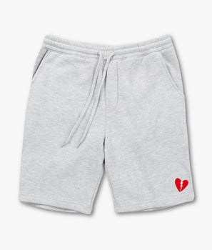 Broken Heart Embroidered Mens Fleece Shorts - S - Riot Society